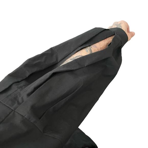 TELA Mini Dress Split Sleeve Button Accent Dropped Shoulders Black Minimalist XS - Picture 4 of 13